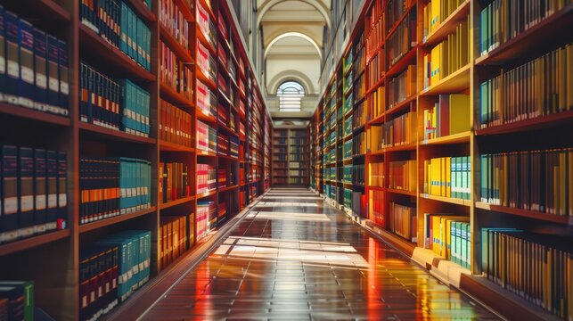 conceptual image of a library with books where spines are labeled with budgeting and financial terms, set in a tranquil academic setting