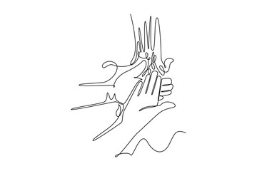 Washing hands concept. Single line draw design vector graphic illustration.