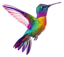 Obraz premium PNG Vibrant colorful hummingbird in flight