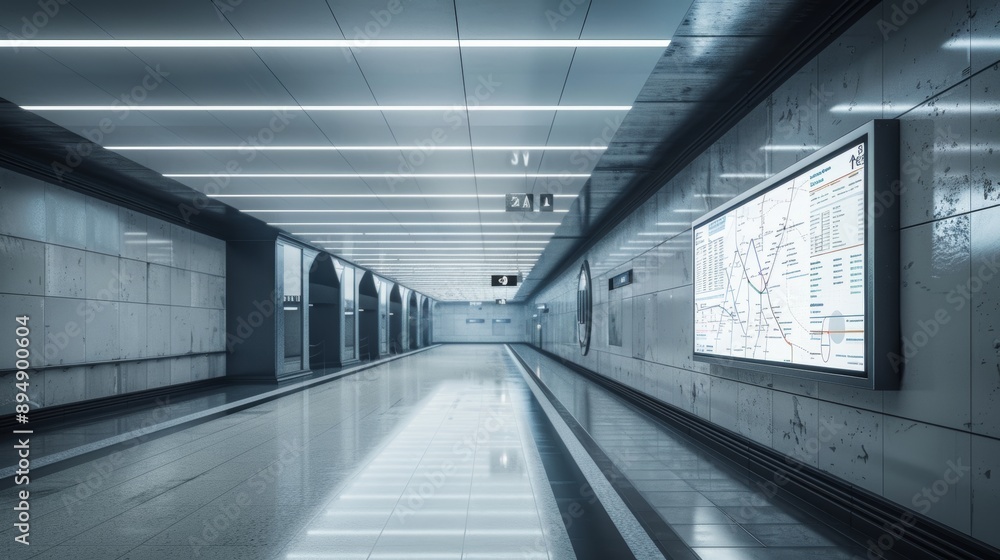 Poster minimalist metro station with clean lines and modern design for urban infrastructure concepts
