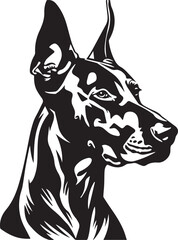 black and white doberman pinscher dog portrait