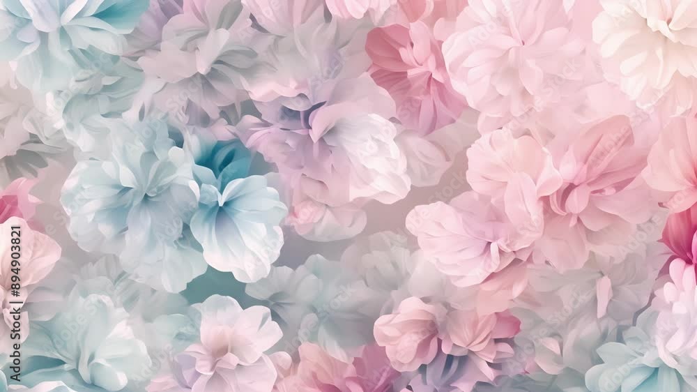 Poster a dreamy and ethereal pattern of abstract petals blending together in soft pastel hues adding a touc