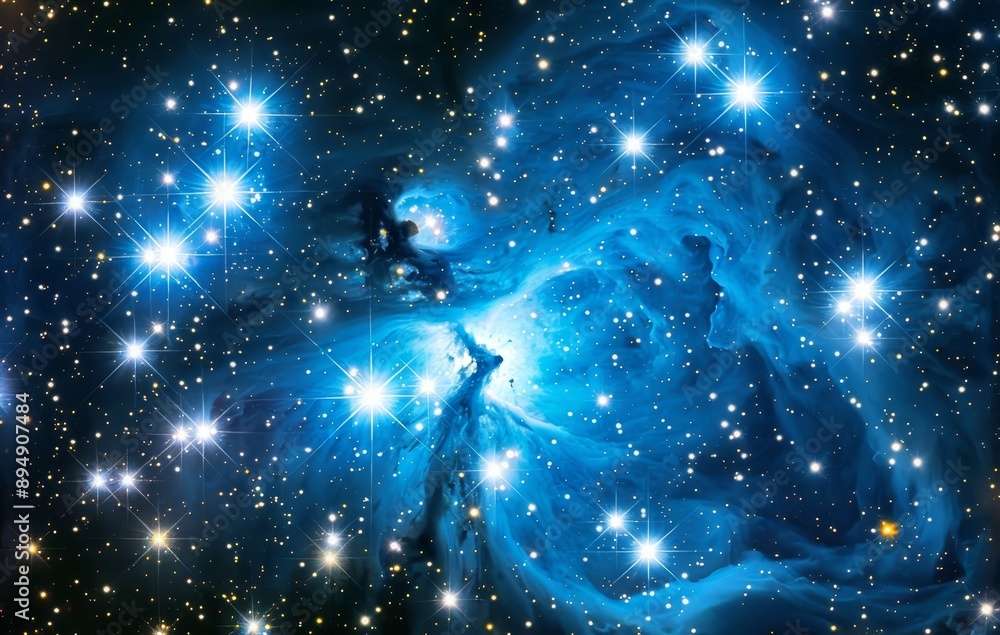 Sticker cosmos background with stars and nebula in outer space, constellation galaxy