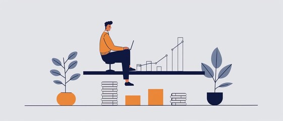 Interest income fostering self-sufficiency and mindfulness, side view, emphasizes thoughtful wealth accumulation, technology tone, Triadic Color Scheme