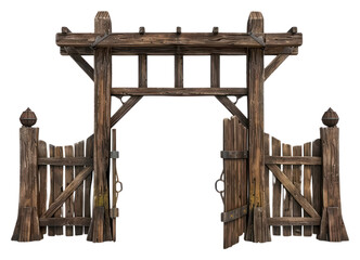 Naklejka premium PNG Western saloon gate architecture drawbridge outdoors.