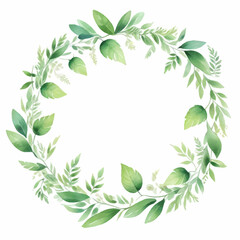 Watercolor Eucalyptus Leaves Wreath Illustration Green	