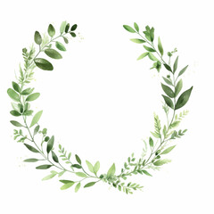 Watercolor Eucalyptus Leaves Wreath Illustration Green