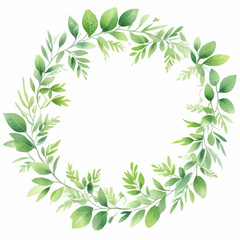 Watercolor Eucalyptus Leaves Wreath Illustration Green	