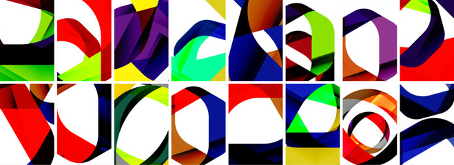 Collection of abstract background with waves, colorful shapes and 3d shadow effect. Vector Illustration For Wallpaper, Banner, Background, Card, Book Illustration, landing page