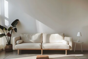 Modern White Sofa in Minimalist Living Room Interior