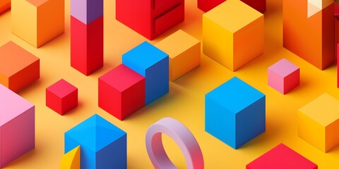 Fototapeta premium Abstract 3D Shapes Background with Colorful Geometric Forms