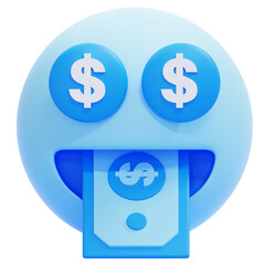 PNG 3D Money Eyes Emoji icon isolated on a white background