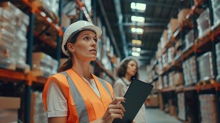 The woman in warehouse