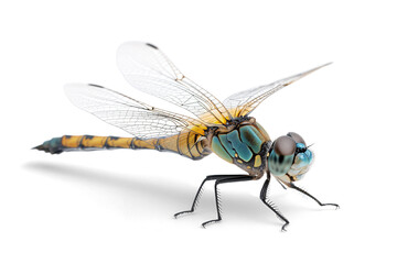 Side view of a dragonfly on isolated background