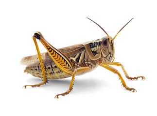 Fototapeta premium Brown Grasshopper on isolated transparent background