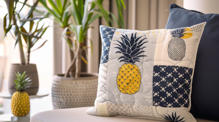 White on White Delight with a Touch of Whimsy: Patchwork Pineapple Pillow
