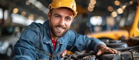 Smiling Mechanic in a Garage