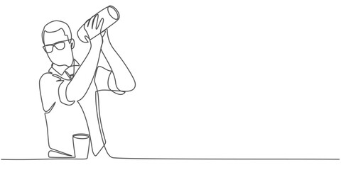 line art of bartender makes a cocktail Vector eps