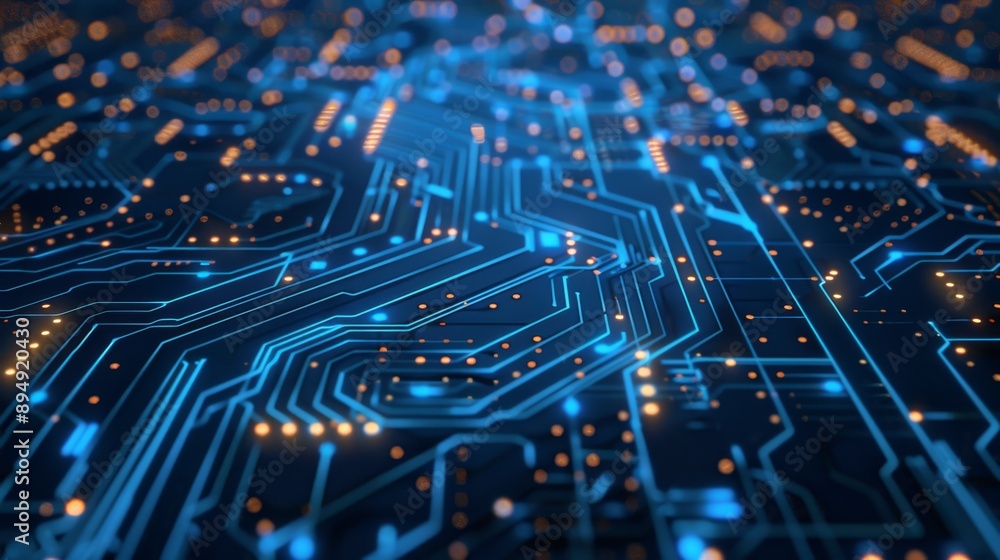 Aufkleber futuristic circuit board technology background - abstract representation of a circuit board with glo