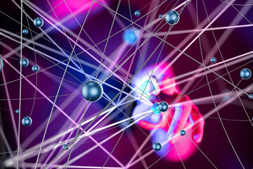 Global network. Blockchain. 3D illustration. Neural networks and artificial intelligence. Abstract
