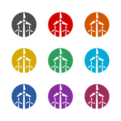 Wind energy logo icon isolated on white background. Set icons colorful