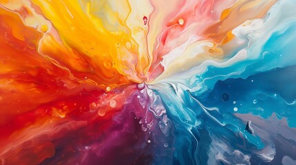 oil painting. Explosion of colored powder