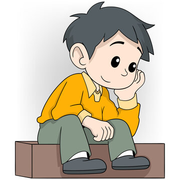 recommend clip art: boy was sitting daydreaming
