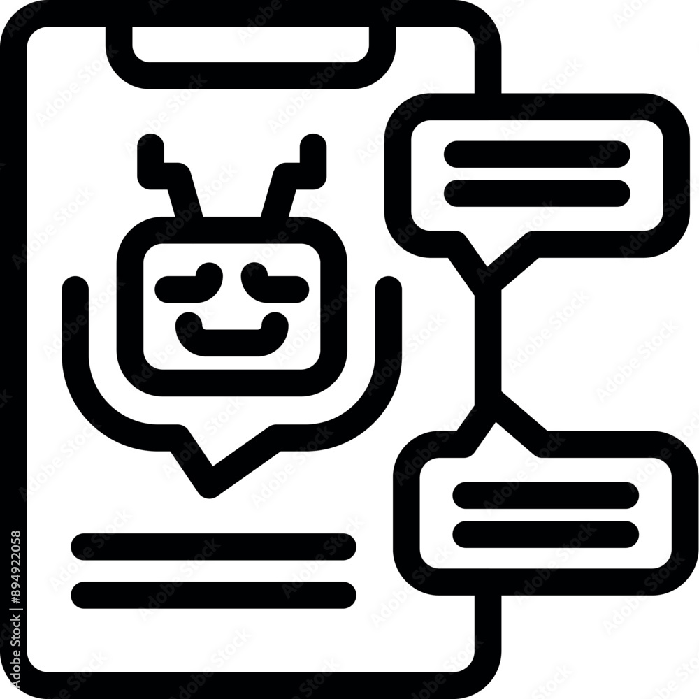 Poster chatbot giving support online using mobile app with chat bubbles, artificial intelligence concept