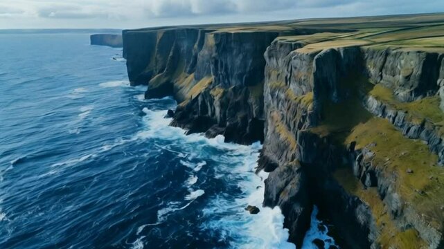 Dramatic Cliffs of Moher tower over the rugged Atlantic coast