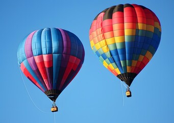 Two Colorful Hot Air Balloons In The Sky