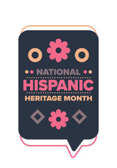 National Hispanic Heritage Month in September and October. Hispanic and Latino Americans culture. Celebrate annual in United States. Poster, card, banner and background. Vector illustration