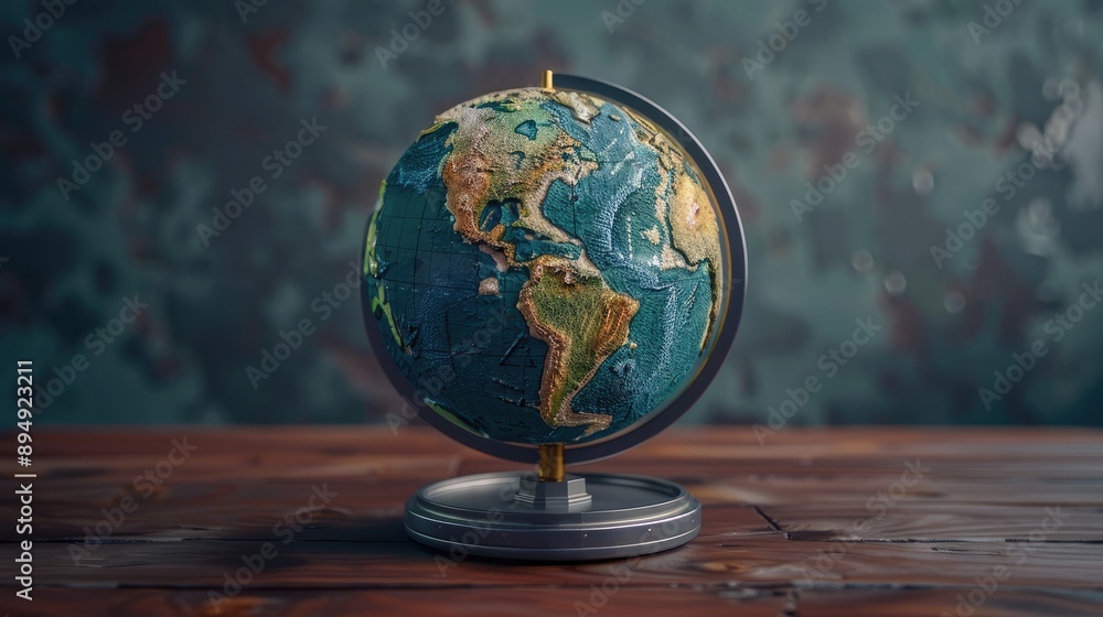 Poster 3d render of an interactive globe with touch-sensitive continents, teaching aid, interactive geograp