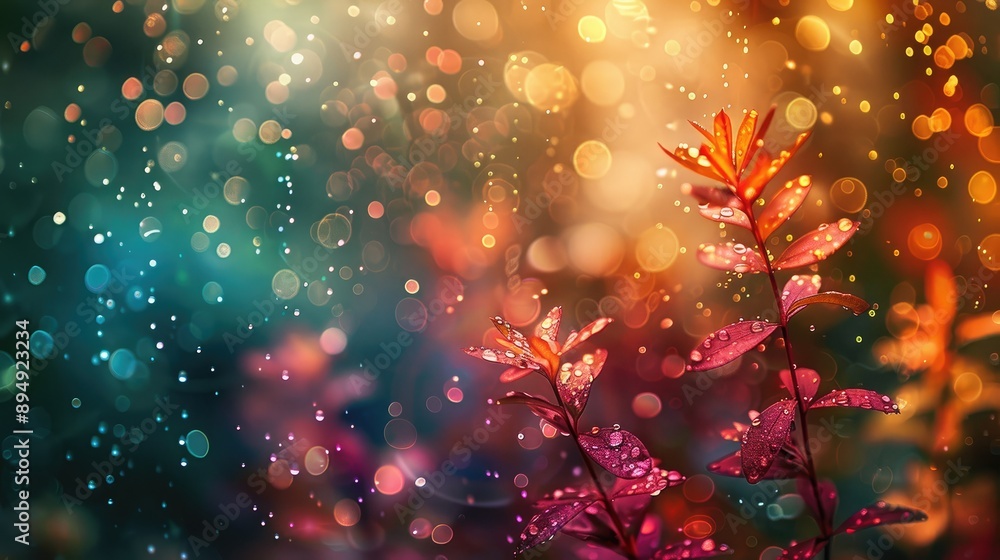 Poster delicate bokeh patterns with vibrant colors, bokeh, enchanting