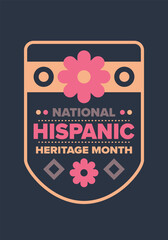 National Hispanic Heritage Month in September and October. Hispanic and Latino Americans culture. Celebrate annual in United States. Poster, card, banner and background. Vector illustration