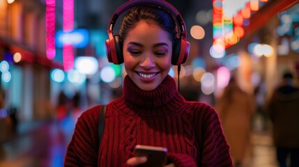 The woman with headphones