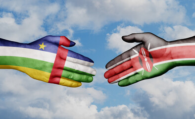 Kenya and Central African Republic country handshaking with flags, consensus concept international co-operation illustration