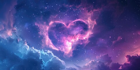 Obraz premium Cloud with heart shape at night