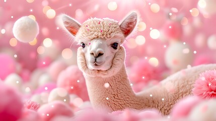 Adorable Alpaca Tilting Its Head with Bokeh Background