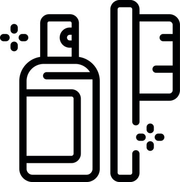 recommend clip art: Simple line icon of a mouthwash bottle and toothbrush representing daily dental care routine
