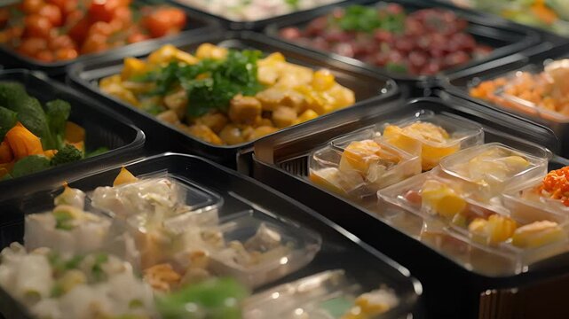 A display of prepackaged meals for those on restricted diets or with allergies.