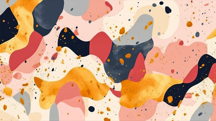 Naklejka premium Abstract Geometric Background. Hand drawn pastel colorful contemporary trendy pattern printable wallpaper backdrop, Fashionable template vector for design.