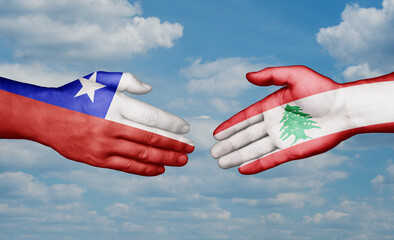 Lebanon and Chile country handshaking with flags, consensus concept international co-operation illustration