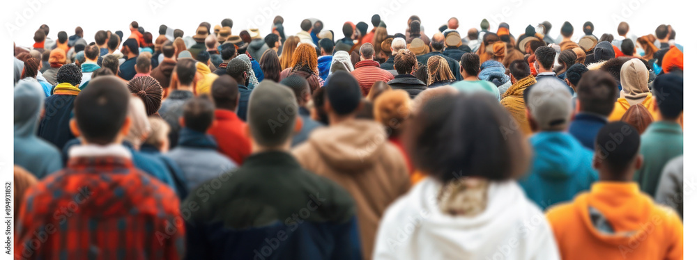 Poster PNG  Diverse crowd facing forward