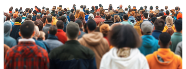 PNG  Diverse crowd facing forward