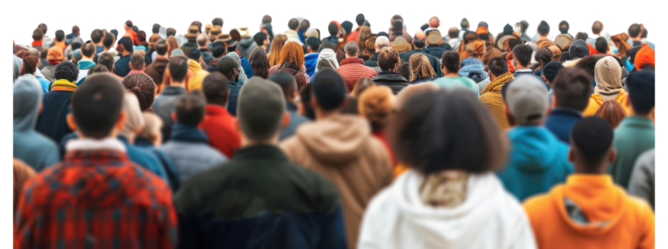 PNG  Diverse crowd facing forward