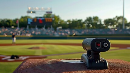 High-tech baseball radar gun with digital speed readout