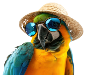 PNG  Stylish parrot wearing sunglasses
