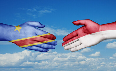 Indonesia and Congo-Kinshasa country handshaking with flags, consensus concept international co-operation illustration