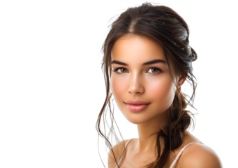 [Transparent Background PNG]portrait of a beautiful young woman with brown hair and brown eyes