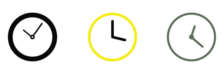 Clock icon vector for web and mobile app. Time sign and symbol. watch icon. Watch face vector illustration on isolated background. Time alarm sign business concept. Vector illustration. Eps file 131.